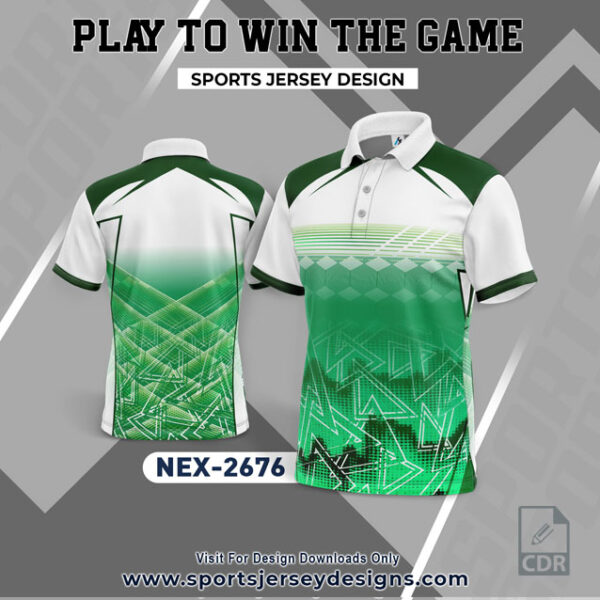 NEX 2676 WHITE AND GREEN SPORTSWEAR SUBLIMATION JERSEY DESIGN
