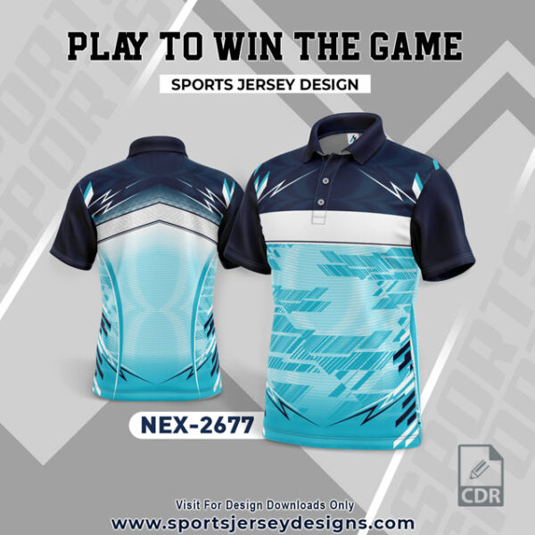 NEX 2677 FIROZI AND NAVY BLUE SPORTSWEAR SUBLIMATION JERSEY DESIGN
