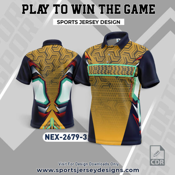 NEX 2679-3  YELLOW AND NAVY BLUE SPORTSWEAR SUBLIMATION JERSEY DESIGN