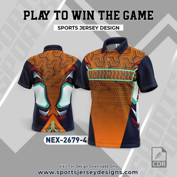 NEX 2679-4 ORANGE AND NAVY BLUE SPORTSWEAR SUBLIMATION JERSEY DESIGN