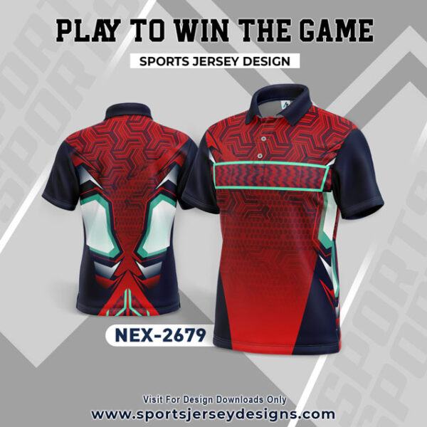 NEX 2679 RED AND NAVY BLUE SPORTSWEAR SUBLIMATION JERSEY DESIGN