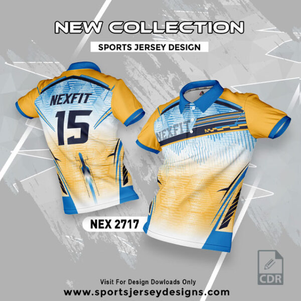 NEX 2717 GOLDEN YELLOW AND WHITE/BLUE SPORTSWEAR SUBLIMATION JERSEY DESIGN