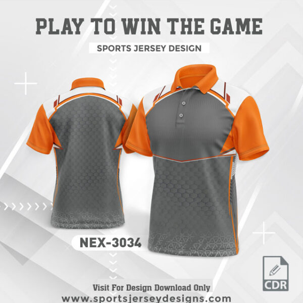 NEX 3034 DARK GRAY AND ORANGE GRADIENT SPORTSWEAR SUBLIMATION JERSEY DESIGN