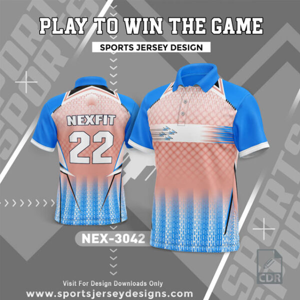 NEX 3042 PEACH AND BLUE SPORTSWEAR SUBLIMATION JERSEY DESIGN