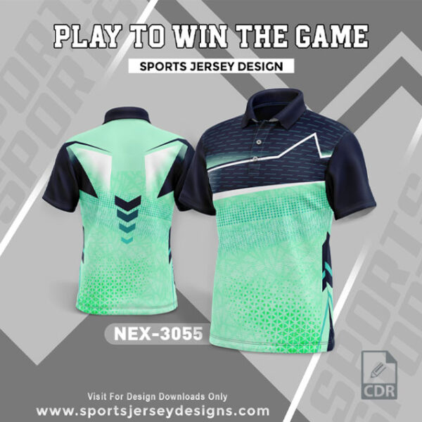 NEX 3055 SEA GREEN AND NAVY BLUE SUBLIMATION JERSEY DESIGN