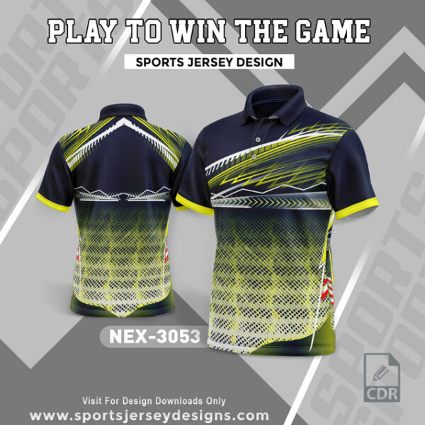 NEX 3053 LEMON YELLOW AND NAVY BLUE SPORTSWEAR SUBLIMATION JERSEY DESIGN