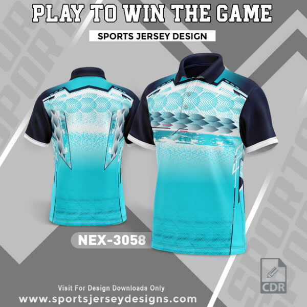 NEX 3058 FIROZI AND NAVY BLUE SPORTSWEAR SUBLIMATION JERSEY DESIGN