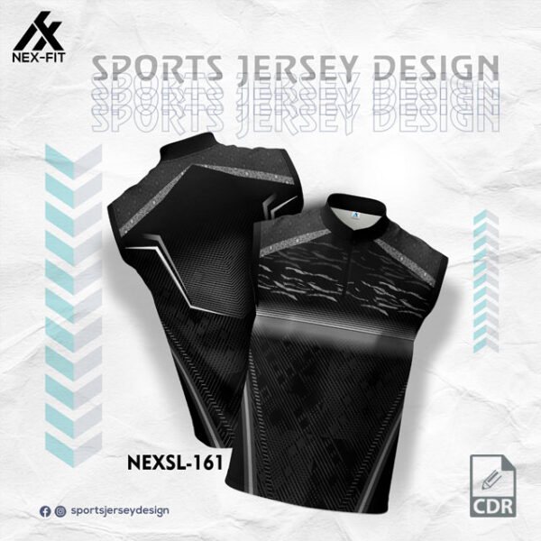 NEXSL 161 BLACK SLEEVLESS SPORTSWEAR SUBLIMATION JERSEY DESIGN 