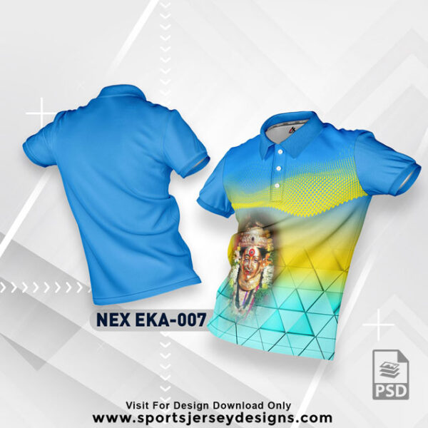 NEX EKA-012 INDIA BLUE WITH YELLOW GRADIENT EKVIRA AAI PALKHI SUBLIMATION JERSEY DESIGN