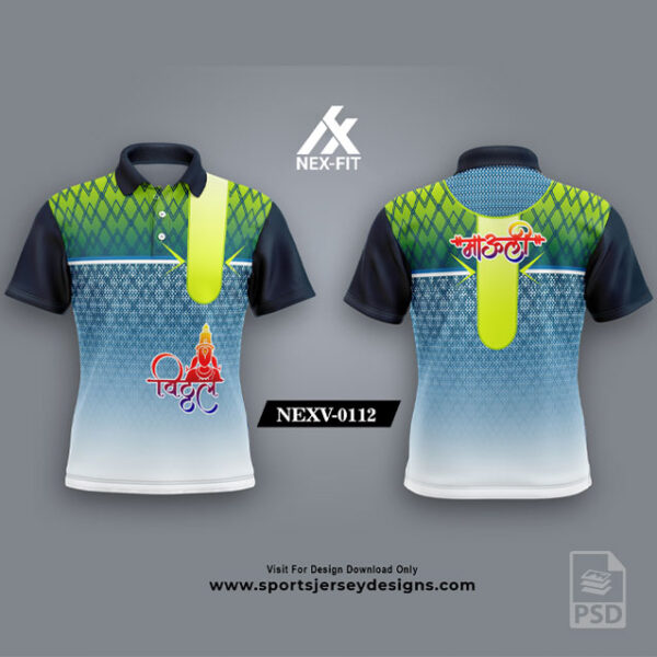 NEXV-0112 Pandharpur Wari Sublimation Jersey Design In Green And Sky Blue Color