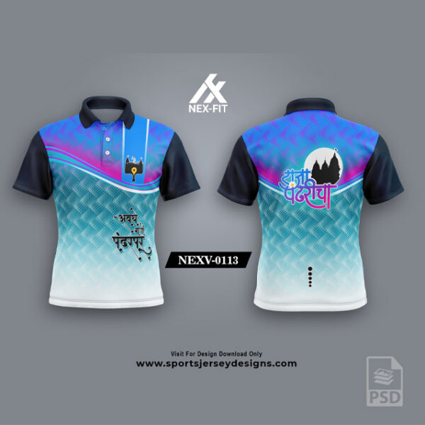 NEXV-0113 Pandharpur Wari Sublimation Jersey Design In Firozi And Royal Blue Color
