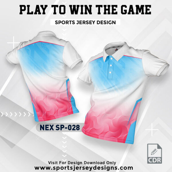 NEX SP-028 WHITE WITH FIROZI AND PINK GRADIENT SPORTSWEAR SUBLIMATION JERSEY DESIGN