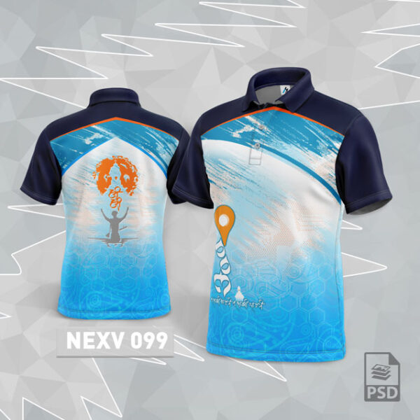 NEXV-099 Pandharpur Wari Sublimation Jersey Design In Navy Blue And White Color