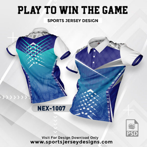 NEX 1007 ROYAL WITH SEA GREEN GRADIENT SPORTSWEAR SUBLIMATION JERSEY DESIGN