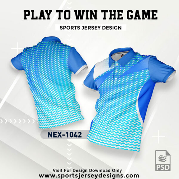 NEX 1042 INDIA BLUE WITH WHITE GRADIENT SPORTSWEAR SUBLIMATION JERSEY DESIGN