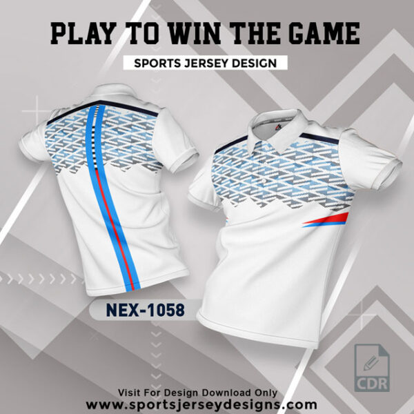 NEX 1058 WHITE WITH INDIA BLUE GRADIENT SPORTSWEAR SUBLIMATION JERSEY DESIGN