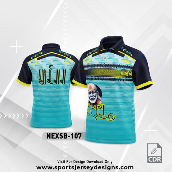 NEXSB 107 FIROZI AND NAVY BLUE SAI BABA PALKHI SUBLIMATION JERSEY DESIGN