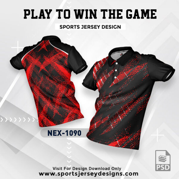 NEX 1090 BLACK WITH RED GRADIENT SPORTSWEAR SUBLIMATION JERSEY DESIGN