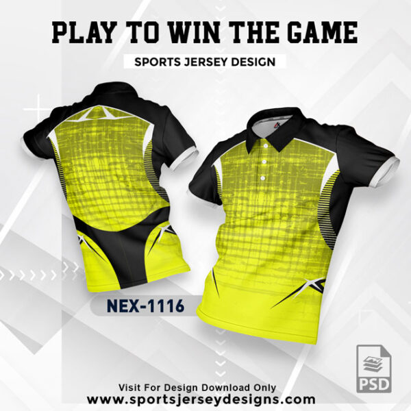 NEX 1116 YELLOW WITH BLACK AND WHITE GRADIENT SPORTSWEAR SUBLIMATION JERSEY DESIGN