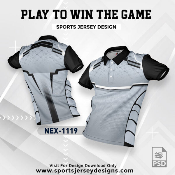 NEX 1119 GRAY WITH BLACK GRADIENT SPORTSWEAR SUBLIMATION JERSEY DESIGN
