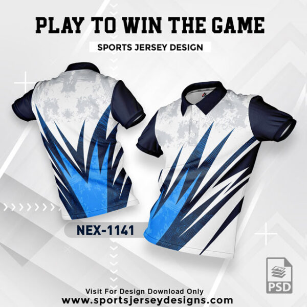 NEX 1141 WHITE WITH BLUE GRADIENT SPORTSWEAR SUBLIMATION JERSEY DESIGN