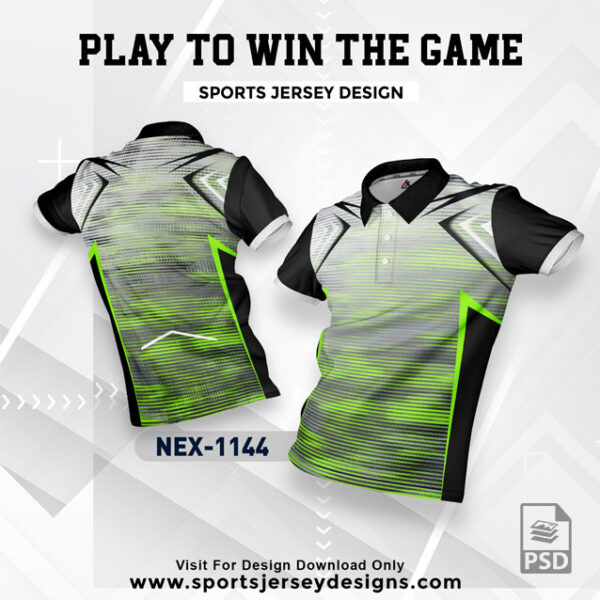 NEX 1144 GREEN WITH BLACK AND WHITE GRADIENT SPORTSWEAR SUBLIMATION JERSEY DESIGN