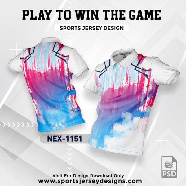 NEX 1151 WHITE WITH PINK AND BLUE GRADIENT SPORTSWEAR SUBLIMATION JERSEY DESIGN