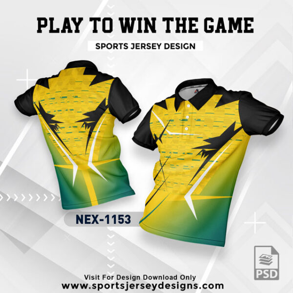 NEX 1153 YELLOW WITH RAMA GREEN AND BLACK GRADIENT SPORTSWEAR SUBLIMATION JERSEY DESIGN