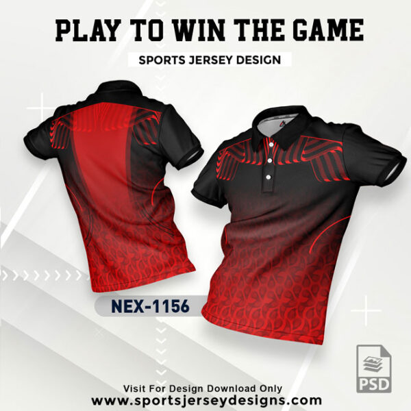 NEX 1156 BLACK WITH GRAY AND RED GRADIENT SPORTSWEAR SUBLIMATION JERSEY DESIGN