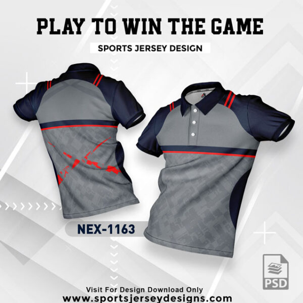NEX 1163 DRAK GRAY WITH RED GRADIENT SPORTSWEAR SUBLIMATION JERSEY DESIGN