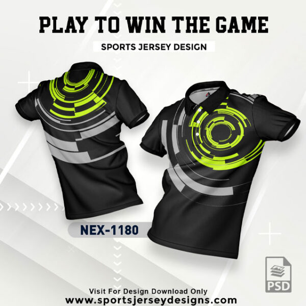 NEX 1180 BLACK WITH NEON GREEN GRADIENT SPORTSWEAR SUBLIMATION JERSEY DESIGN