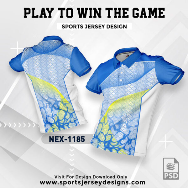 NEX 1185 INDIA BLUE WITH WHITE GRADIENT SPORTSWEAR SUBLIMATION JERSEY DESIGN