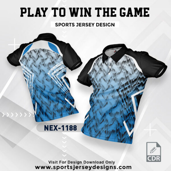 NEX 1188 BLUE WITH BLACK GRADIENT SPORTSWEAR SUBLIMATION JERSEY DESIGN