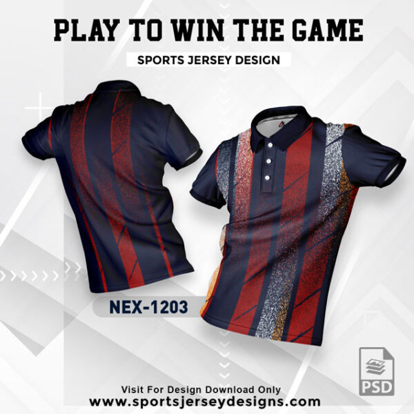 NEX 1203 NAVY BLUE WITH RED  GRADIENT SPORTSWEAR SUBLIMATION JERSEY DESIGN