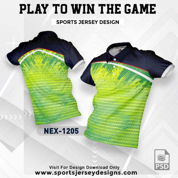NEX 1205 NAVY BLUE WITH LEMON YELLOW AND GREEN GRADIENT SPORTSWEAR SUBLIMATION JERSEY DESIGN