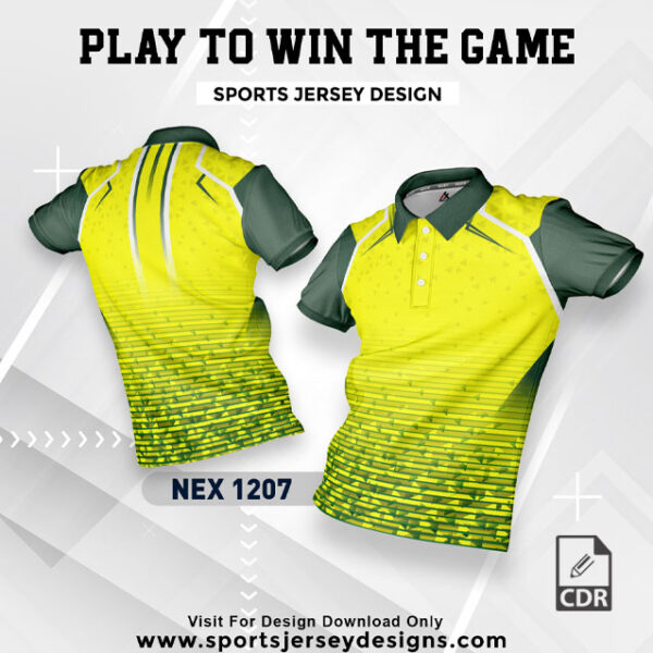 NEX 1207 LEMON YELLOW AND  OLIVE GREEEN SPORTSWEAR SUBLIMATION JERSEY DESIGN