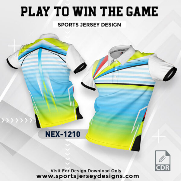 NEX 1210 FIROZI/WHITE WITH LEMON GREEN GRADIENT SPORTSWEAR SUBLIMATION JERSEY DESIGN