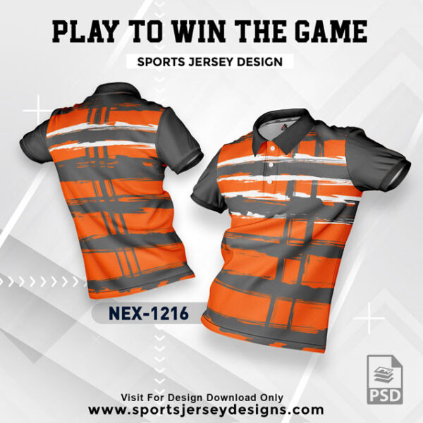 NEX 1216 ORANGE WITH DARK GRAY GRADIENT SPORTSWEAR SUBLIMATION JERSEY DESIGN