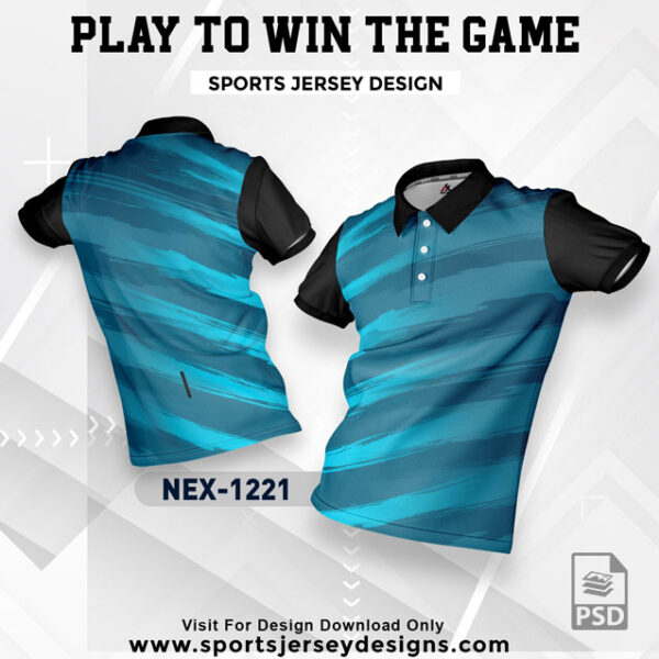 NEX 1221 BLACK WITH BLUE GRADIENT SPORTSWEAR SUBLIMATION JERSEY DESIGN