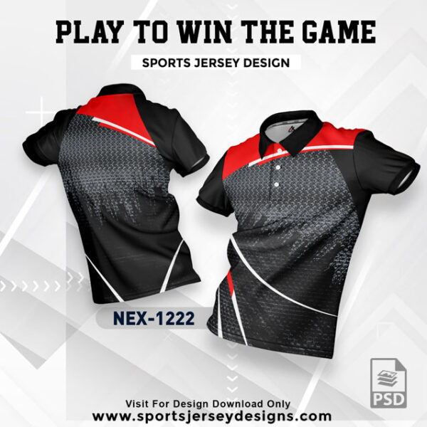 NEX 1222 BLACK WITH RED GRADIENT SPORTSWEAR SUBLIMATION JERSEY DESIGN