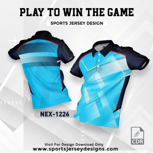 NEX 1226 INDIA BLUE WITH NAVY BLUE GRADIENT SPORTSWEAR SUBLIMATION JERSEY DESIGN