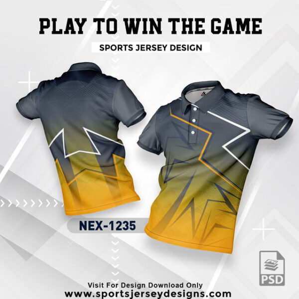 NEX 1235 DARK GRAY WITH GOLD YELLOW GRADIENT SPORTSWEAR SUBLIMATION JERSEY DESIGN