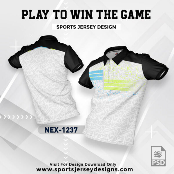 NEX 1237 WHITE WITH BLACK GRADIENT SPORTSWEAR SUBLIMATION JERSEY DESIGN