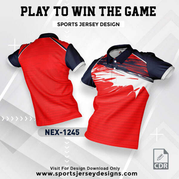 NEX 1245 RED WITH NAVY BLUE GRADIENT SPORTSWEAR SUBLIMATION JERSEY DESIGN