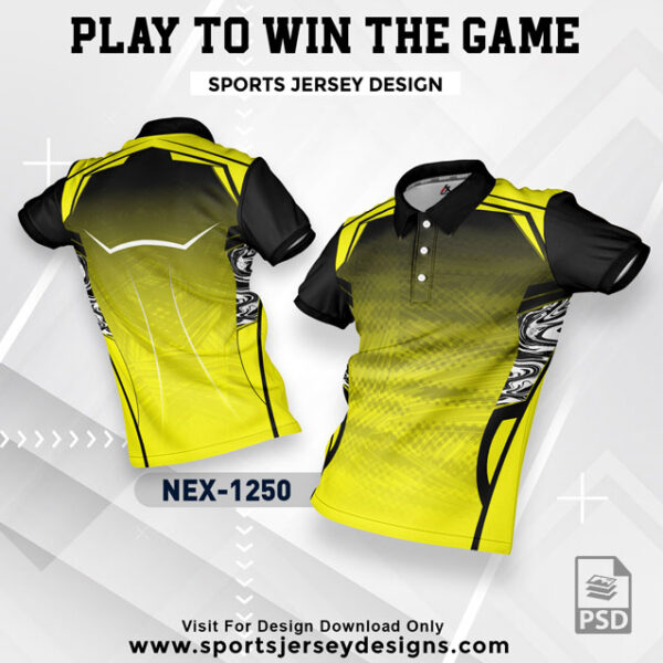 NEX 1250 YELLOW WITH BLACK GRADIENT SPORTSWEAR SUBLIMATION JERSEY DESIGN