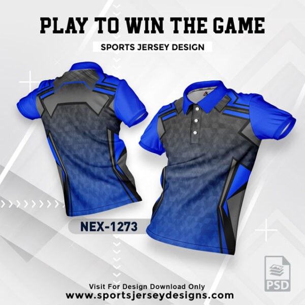 NEX 1272 BLACK WITH ROYAL BLUE GRADIENT SPORTSWEAR SUBLIMATION JERSEY DESIGN