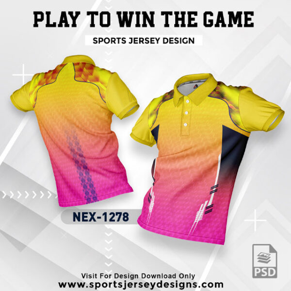 NEX 1278 YELLOW WITH PINK GRADIENT SPORTSWEAR SUBLIMATION JERSEY DESIGN