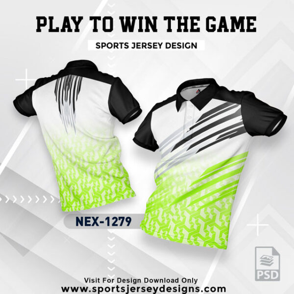 NEX 1279 PISTA GREEN WITH BLACK AND WHITE GRADIENT SPORTSWEAR SUBLIMATION JERSEY DESIGN