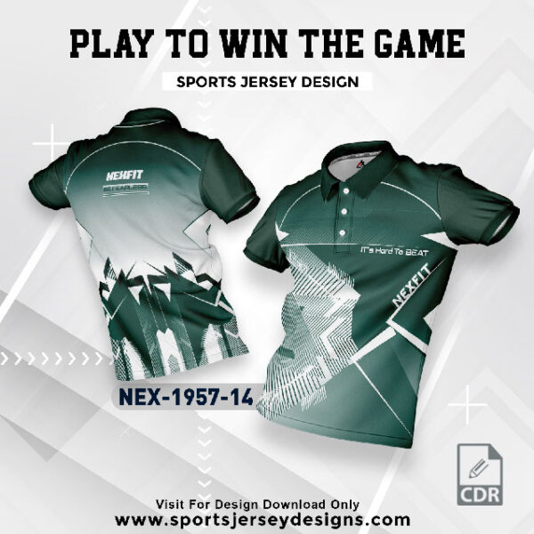 NEX 1957-14 BOTTLE GREEN WITH WHITE GRADIENT SPORTSWEAR SUBLIMATION JERSEY DESIGN