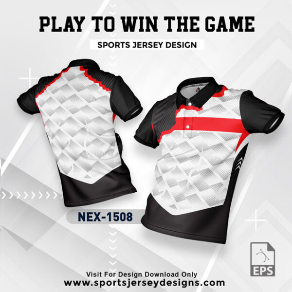 NEX 1508 WHITE WITH BLACK AND RED GRADIENT SPORTSWEAR SUBLIMATION JERSEY DESIGN